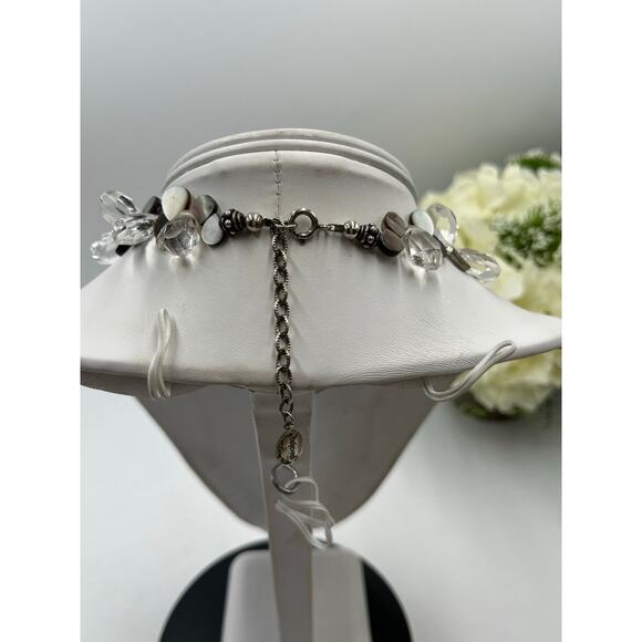 Carroll Dorsey Bejewel Designer Sterling Crystal MOP Graduated Necklace - Picture 8 of 13